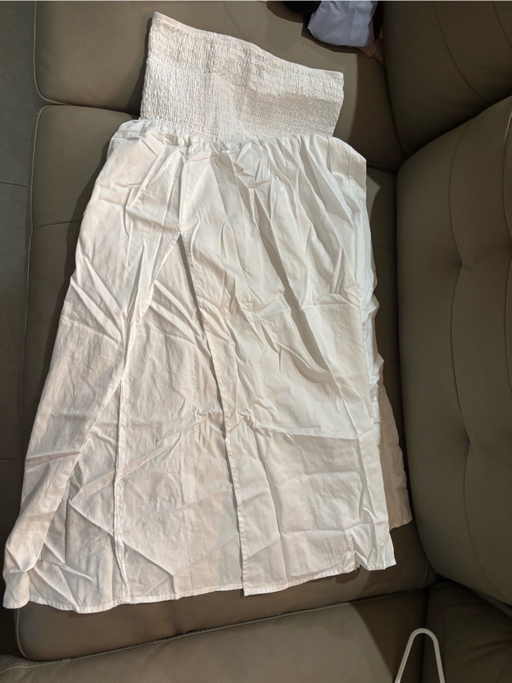 White House Black Market White Elastic Smocked Waist Skirt